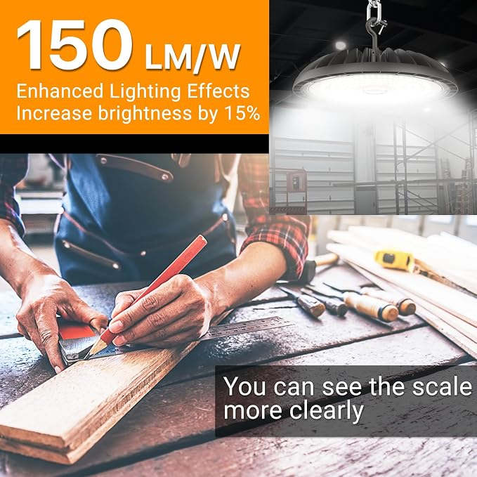 Led High Bay Light 150W, 5000K Bright High Bay Led Lights 22500LM, Durable UFO - Image 2