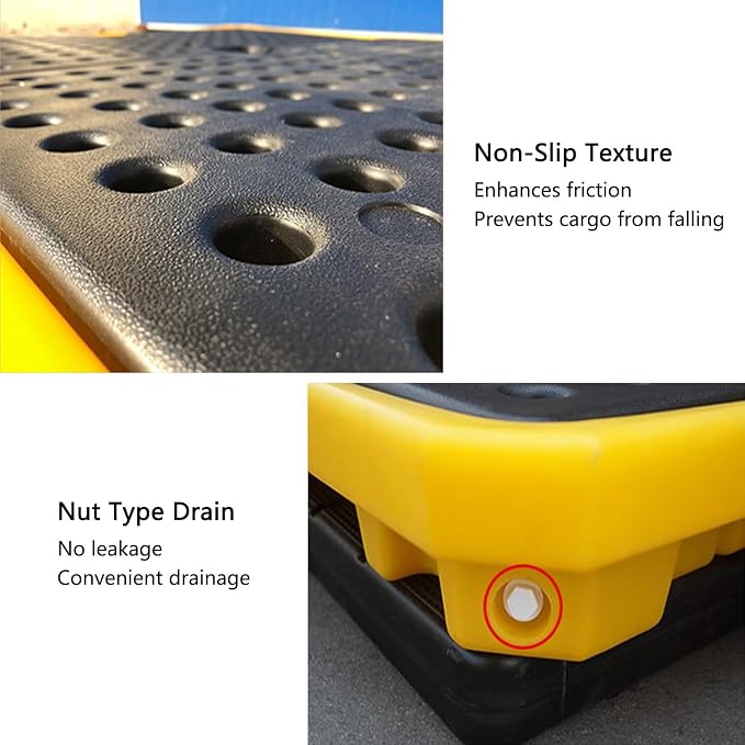 2 Drum Containment Spill Pallet, Polyethylene Low Profile Paint Bucket Tray - Image 5