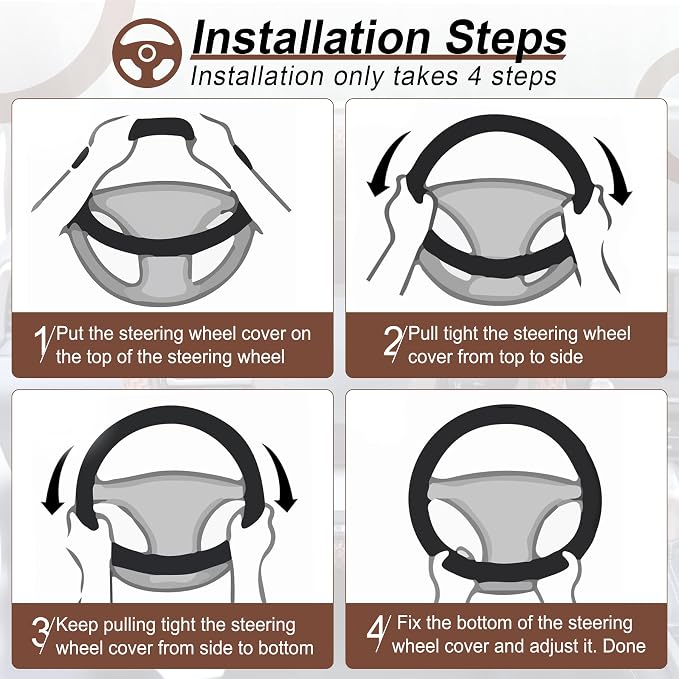 alpmosn Elastic Stretch Steering Wheel Cover, Breathable Microfiber Ice Silk - Image 4