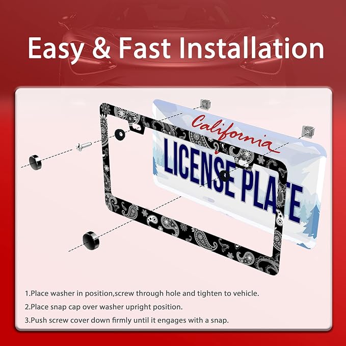 Personalise Paisley Boho Printed License Plate Frames Color License Plate Frame - Image 5
