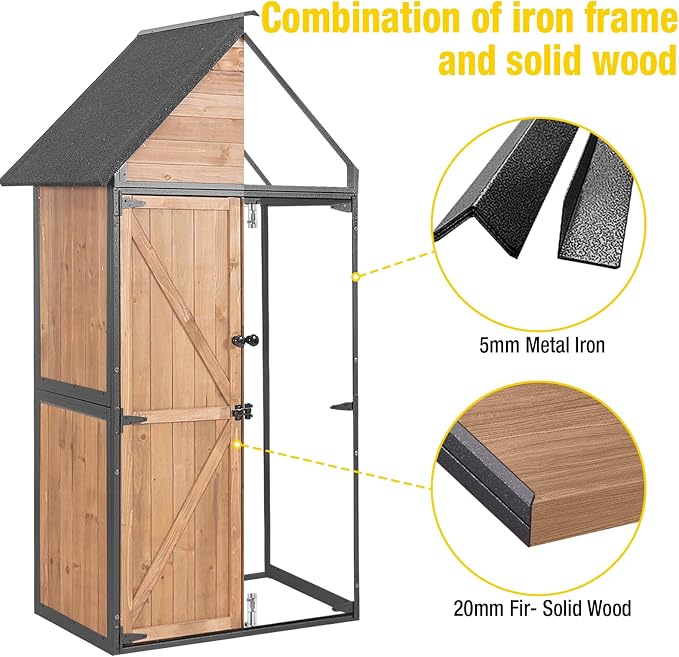 Outdoor Storage Shed, Vertical Wooden Tool Shed - Image 2