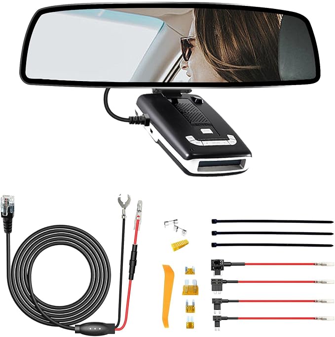 Radar Detector Rearview Mirror Rod Mounting Bracket and Radar Direct Power Cord by SDSACZMU