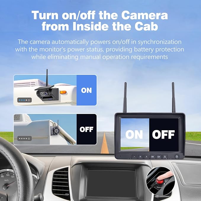 1080P 7" Magnetic Wireless RV Backup Camera System, 2 Rear Cameras + 2 Side - Image 5