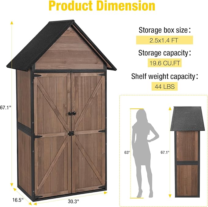 Outdoor Storage Shed, Vertical Wooden Tool Shed - Image 7