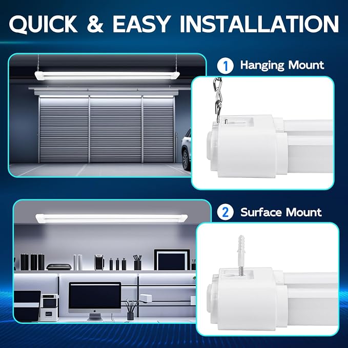 hykolity 4 Pack Linkable LED Shop Light, 4FT 44W, 5000K Daylight, Plug-in - Image 3