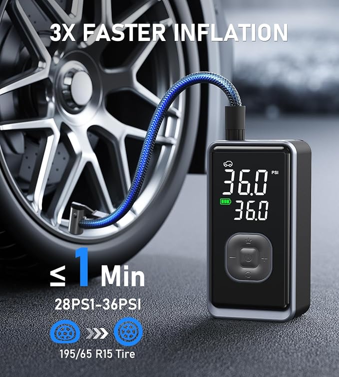 Tire Inflator Portable Air Compressor, 150PSI Cordless Mini Air Pump - Image 2