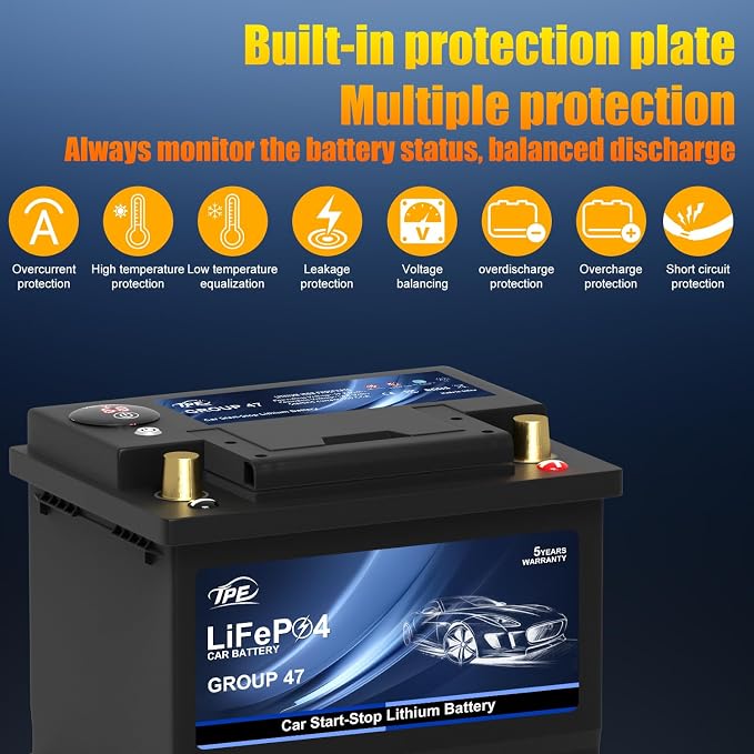 TPE Car Start-Stop Lithium Battery BCI Group47 LiFePO4 Lithium-ion Car Battery - Image 3