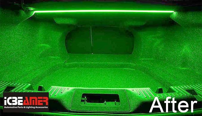 ICBEAMER 12" Green 18 SMDs 2835 LED Strip Light Universal Fit Car Trunk Cargo - Image 5