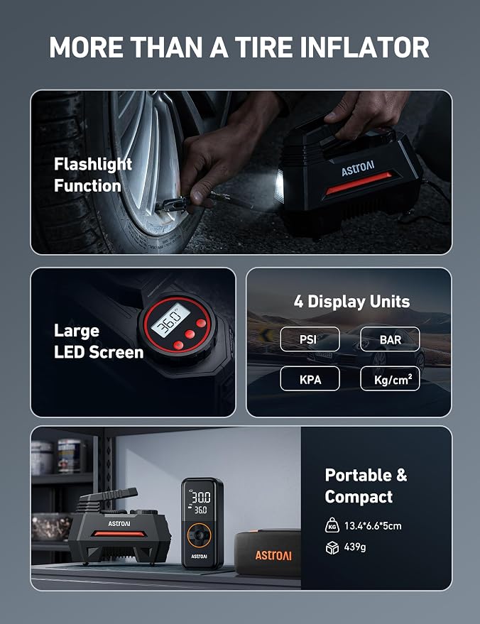 AstroAI Tire Inflator Portable Air Compressor Tire Air Pump - Image 7