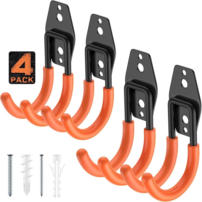 4 Pack 4.7x2.6 Inch Utility Steel Wall Mount Heavy Duty Garage Hooks by Cpais