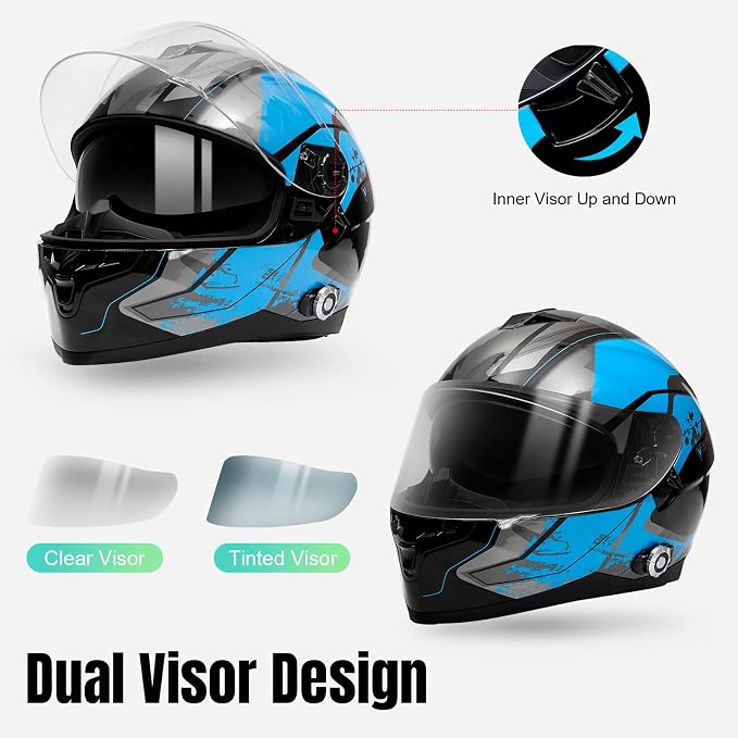 FreedConn BM12 Bluetooth Full Face Motorcycle Helmet - Image 4