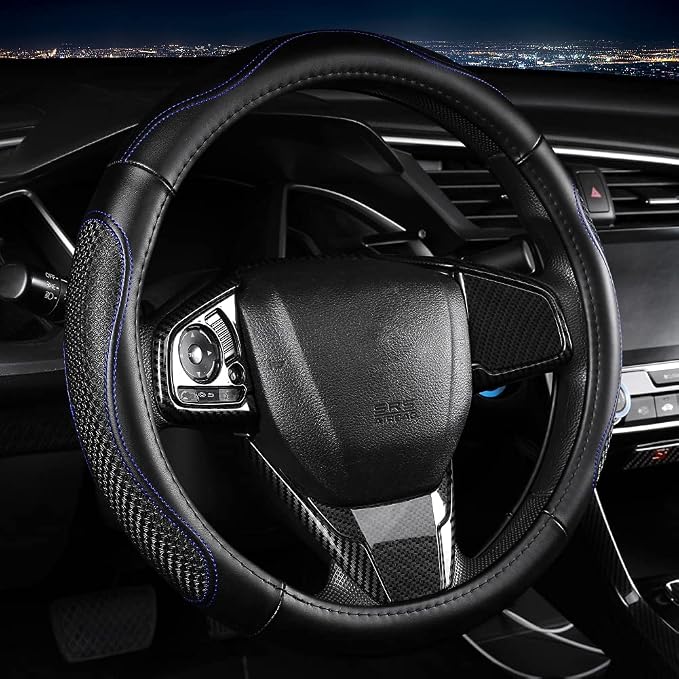 Leather Car Steering Wheel Cover 15 inch Universal Fit Microfiber Steering by XIANGDINGCAR