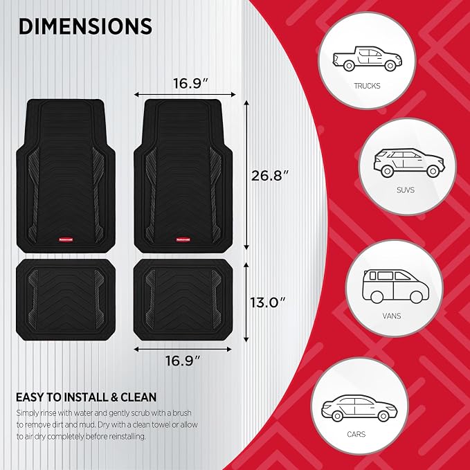 Rubbermaid Car Floor Mat, Heavy Duty All-Weather Car Mats Full Set - Image 8