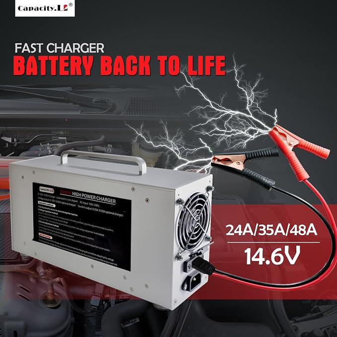 High Power Battery Charger, Upgraded Design LifePO4 Battery Charger, One Click - Image 7