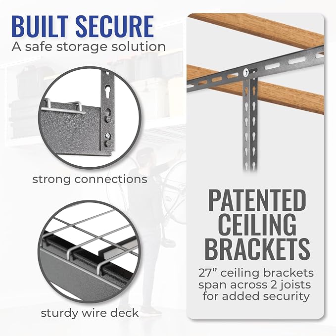 SafeRacks Heavy Duty Overhead Garage Storage Rack, 600 lb Capacity, Adjustable - Image 5
