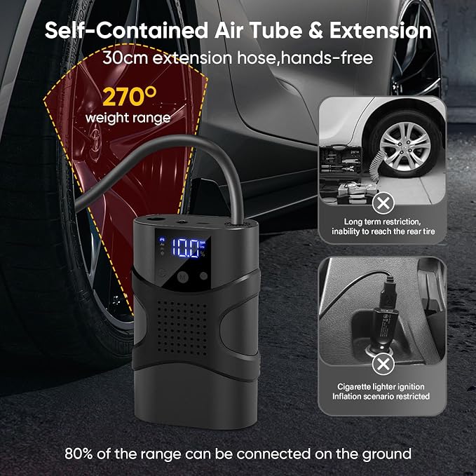 Tire Inflator Portable Air Compressor Cordless, 150PSI 6.5x Faster Portable - Image 3