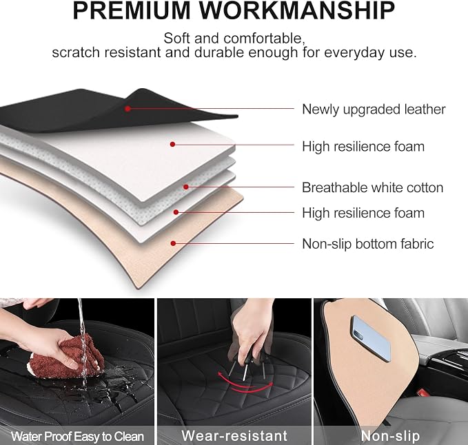 1 Pack Leather Front Car Seat Cover, Universal Sideless Car Seat Protector - Image 3