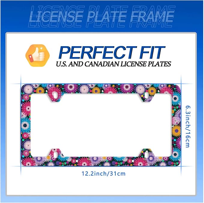 Abstract Hippie Flowers License Plate Frame Floral License Plate Stainless - Image 7
