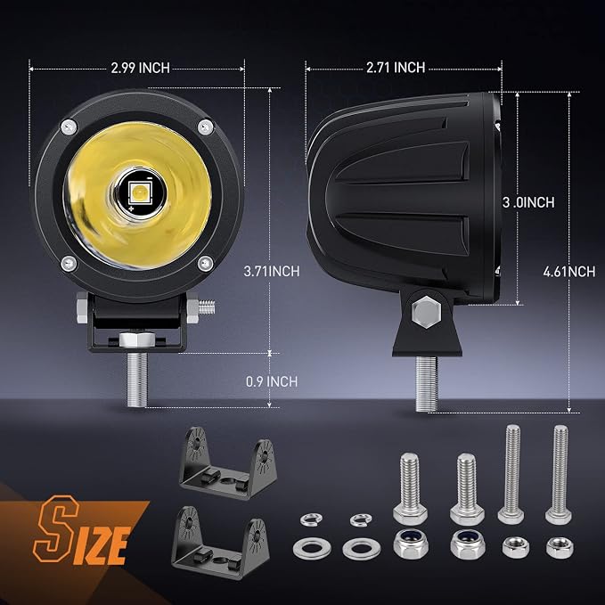 Nilight Motorcycle LED Pods 2 PCS 3 Inch Spot Round Offroad Fog Light 1065LM - Image 2