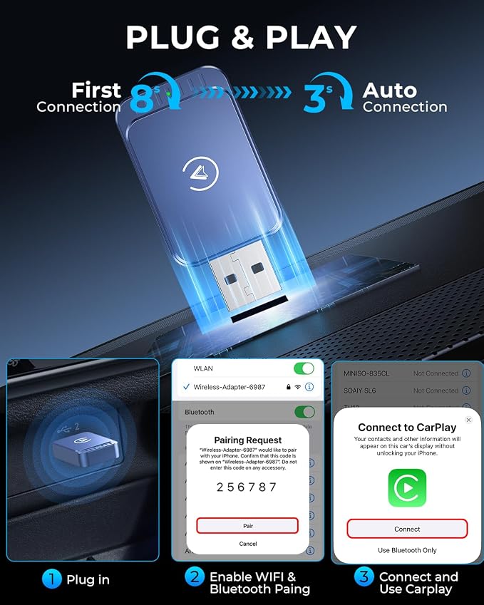 AuroraLink Wireless Carplay & Android Auto Adapter 2-in-1 Fast & Stable Carplay - Image 2
