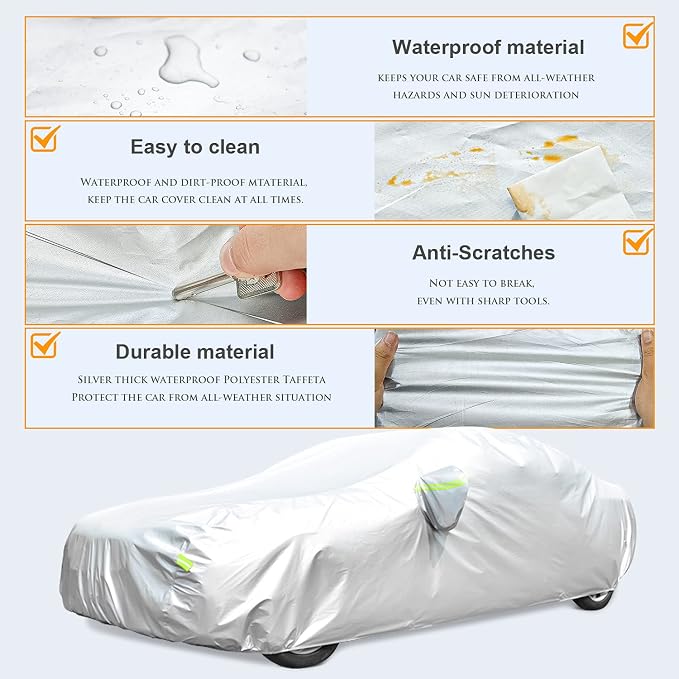Waterproof Car Cover All Weather Snowproof UV Protection Windproof Outdoor Full - Image 5