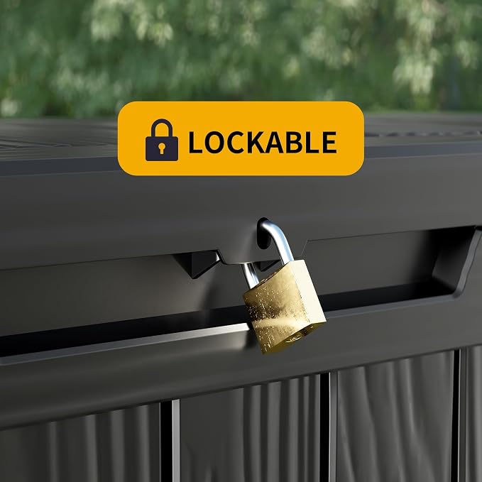 270 Gallon Lockable Resin Deck Box, Waterproof & UV-Resistant Outdoor Storage - Image 7