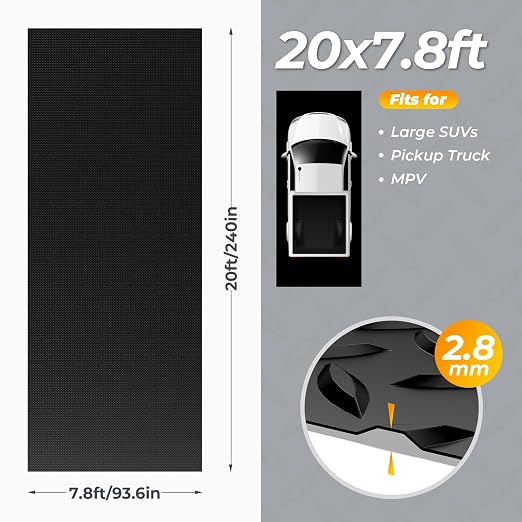 7.8 x 20 FT Garage Floor Mat, 2.8mm Thickness Diamond Plate Vinyl Garage - Image 7