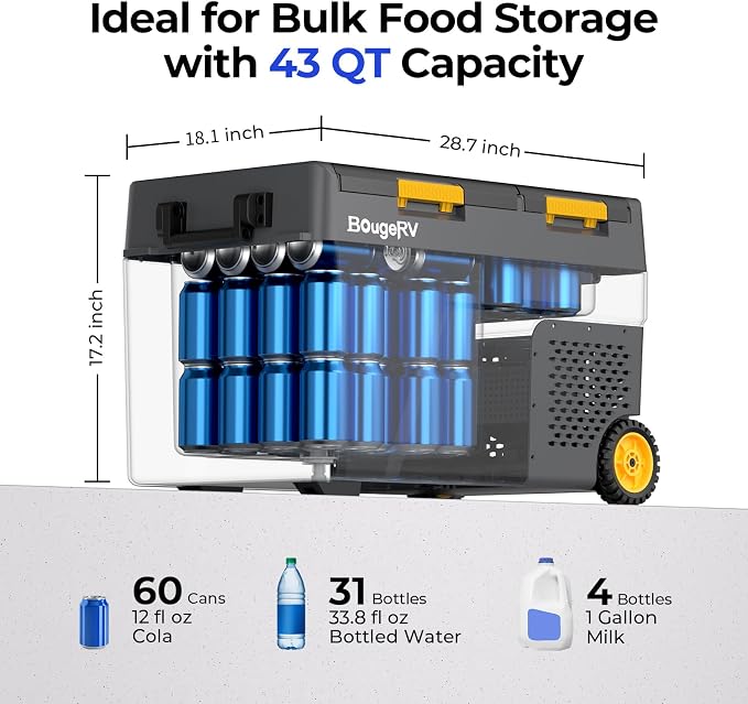 BougeRV 12 Volt Car Refrigerator, CRD2 43 Quart Portable Fridge Freezer - Image 2