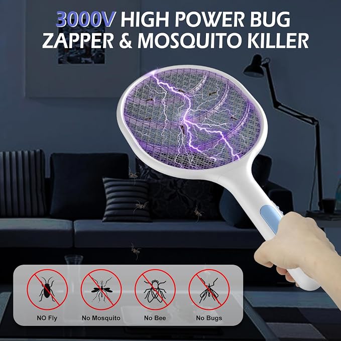 Bug Zapper 2 Pack, VANELC Electric Fly Swatter Racket Fly Zapper, 3000 Volt USB - Image 2