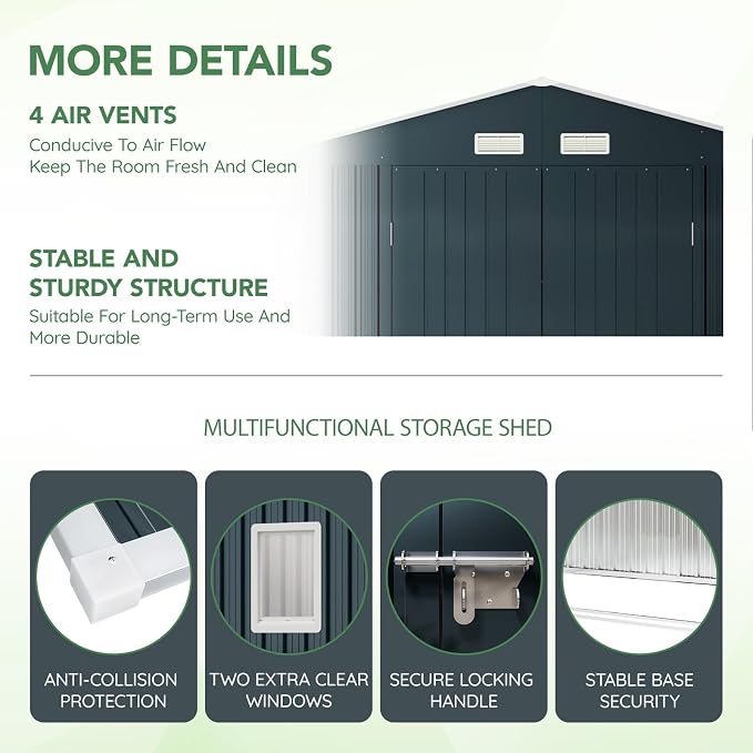 10X10FT Outdoor Steel Storage Shed - Image 7