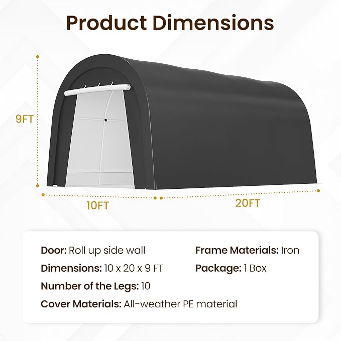 Kiss the Water Carport, Round Portable Garage, Steel Heavy Duty Carport - Image 3