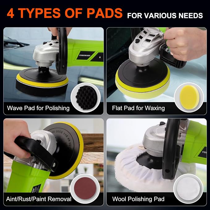 COMOWARE 1300W Professional Car Buffer Polisher - Image 5