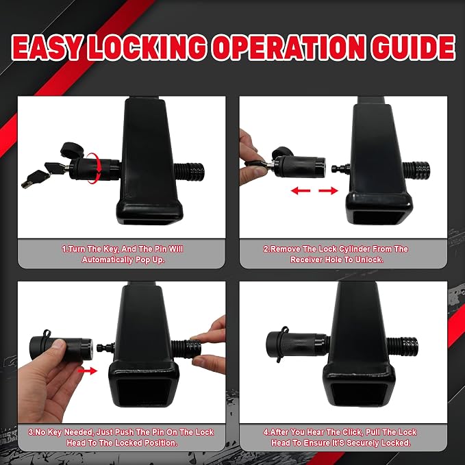 TYT Trailer Hitch Lock – 5/8" Dia, 3-1/2" Long Pin, Fits Class III/IV/V Hitches - Image 3