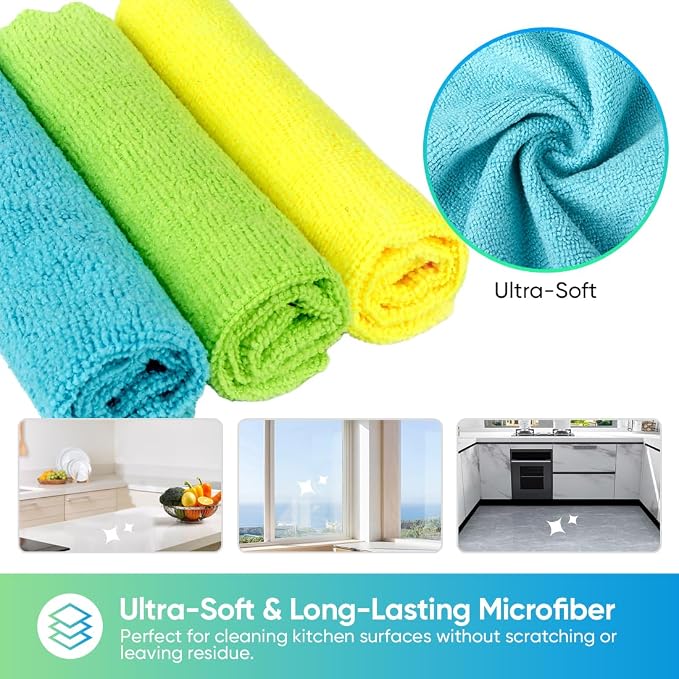 HOMEXCEL Microfiber Cleaning Cloths, 24 Pack Cleaning Rags - Image 2