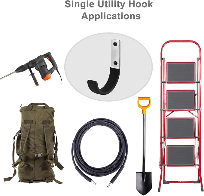6 Pcs Garage Storage Utility Hook, Upgraded Ladder Hangers, Shed J-Hooks - Image 3
