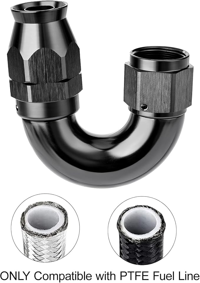 EVIL ENERGY 12AN 180 Degree PTFE One Piece Full Flow End Hose Fitting Aluminum - Image 5