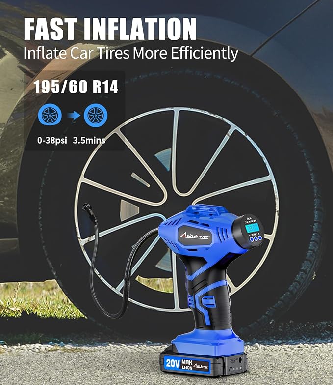 AVID POWER Cordless Tire Inflator Portable Air Compressor, 20V Rechargeable - Image 2