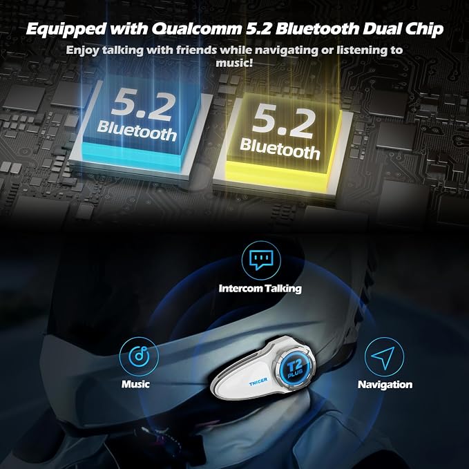 Motorcycle Bluetooth Headset T2Plus Dual Chip MESH Intercom 10-Way Motorcycle - Image 2