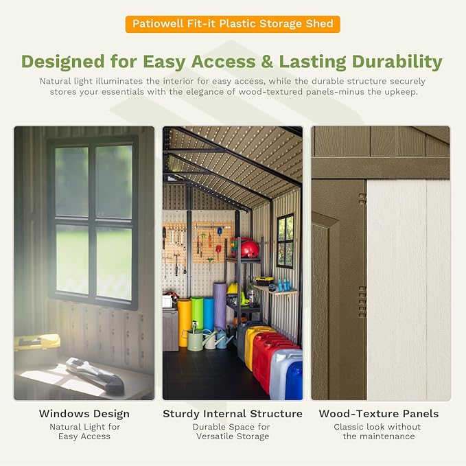 Patiowell 8 x 10 FT Resin Outdoor Storage Shed - Image 5