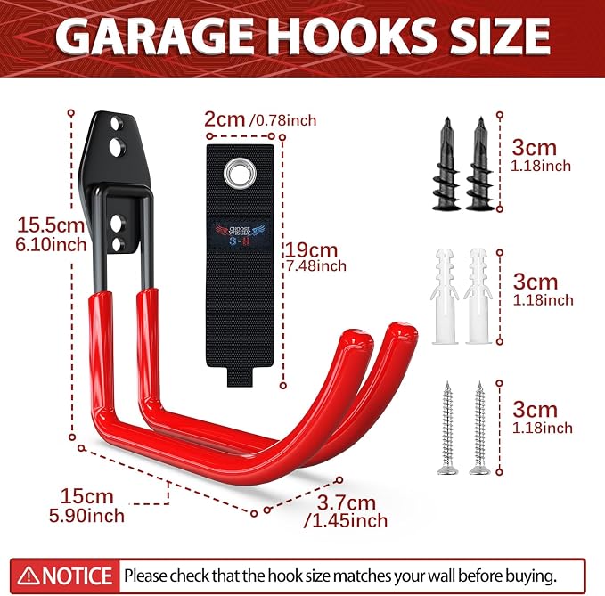 3-H Large Garden Hose Holder Wall Mount 4 Pack, Solid Steel Hose Hanger - Image 2