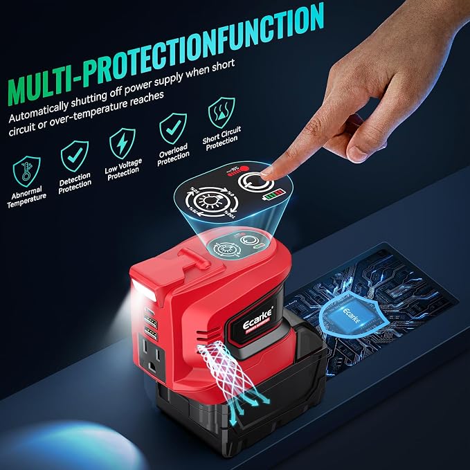 Power Inverter Compatible with Milwaukee 18V Battery, Ecarke 200W Portable - Image 2