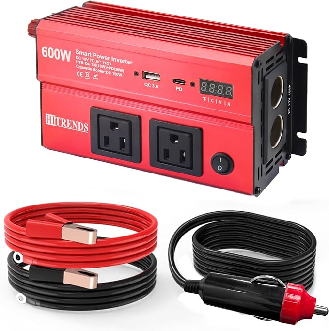 HITRENDS 600W Inverter for Car Power Inverters, 12V DC to 110V AC Converter by HITRENDS