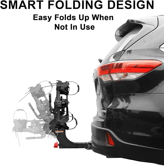 WEIZE 2 E Bike Rack Hitch Mounted, Wobble Free Smart Tilting Folding 2 Bicycle - Image 5