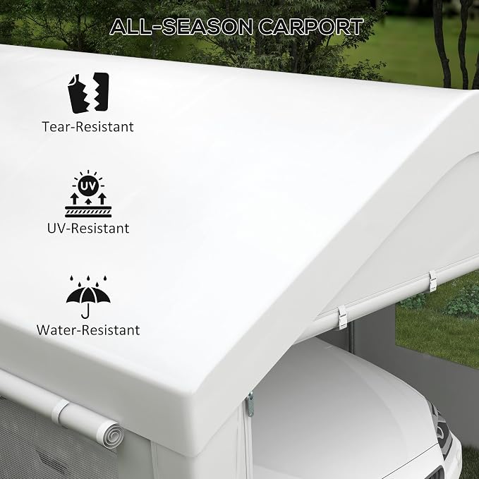 Outsunny Carport 10' x 20' Portable Garage, Heavy Duty Car Port Canopy - Image 3