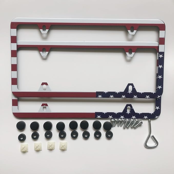 License Plate Frames, 2 Packs Front Rear Car Tags, Aluminum Alloy License Plate by Unknown