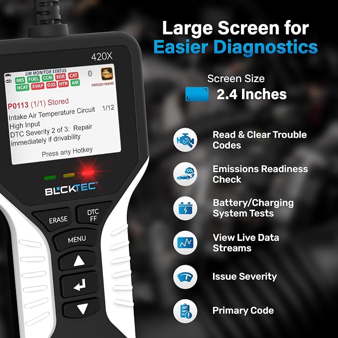 BLCKTEC 420X OBD2 Scanner Diagnostic Tool, Read and Clear Check Engine Light - Image 2