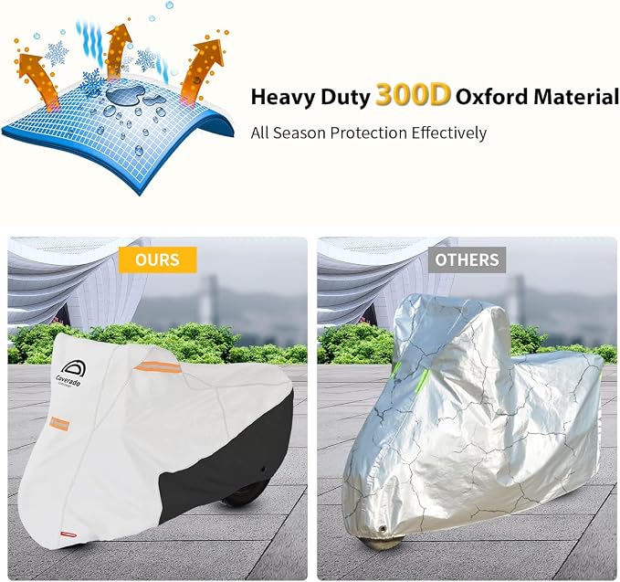 Coverado Motorcycle Cover Waterproof, All Weather Protection Outdoor Full - Image 5