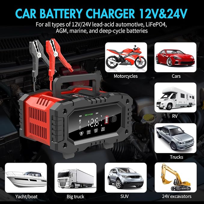 YONHAN Battery Charger 20A 12V/24V LiFePO4 Lead Acid Fully Automatic Battery - Image 6
