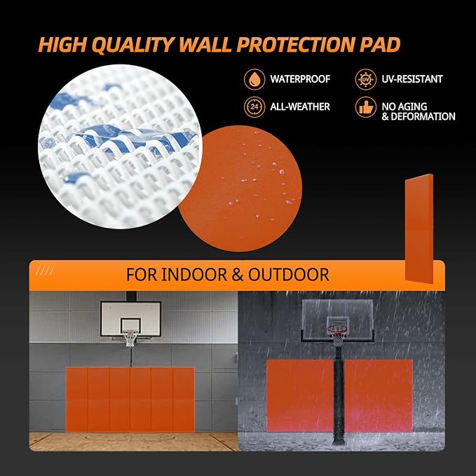 PROGOAL 2"/4" Thick Foam Protection Wall Pad，Gym Basketball-Court - Image 5