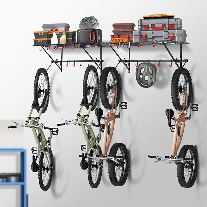 VEVOR Bike Storage Rack, 4 Bike Racks, Wall Mount Bike Storage Hanger - Image 8